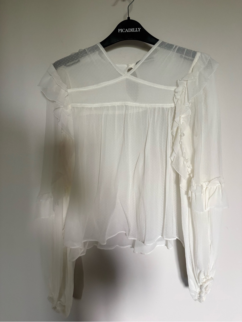Ulla Johnson brand new 100% silk  Sheer Ruffle Peasant Blousev